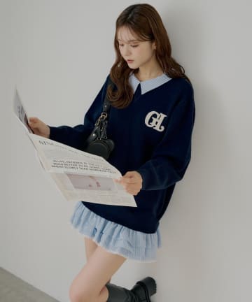 Chico(チコ) 【マルチway】シャツレイヤードニットワンピース