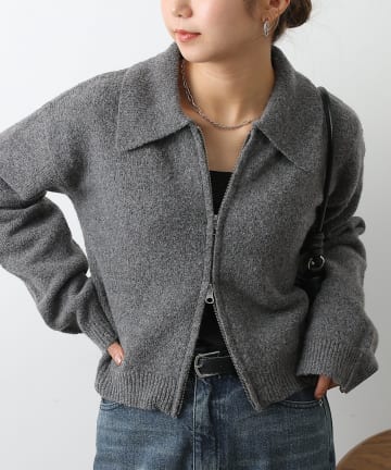 COLONY 2139(コロニー トゥーワンスリーナイン) 衿付きWジップカーディガン