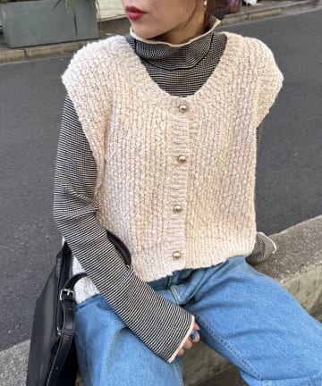 CIAOPANIC TYPY(チャオパニックティピー) ポコポコ金ボタンニットベスト