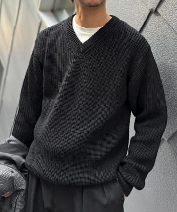 NOLLEY'S(ノーリーズ) 【BATONER】別注SOLIDWOOL V NECK KNIT