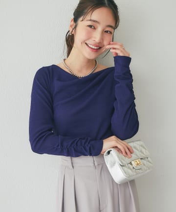 La boutique BonBon(ラブティックボンボン) 【miki監修カラー・ネイビー＆サックス追加！】ドレープネックプルオーバー