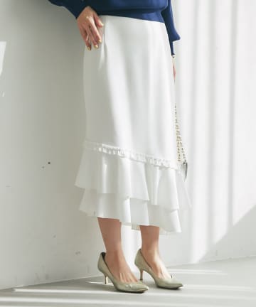 La boutique BonBon(ラブティックボンボン) 【美シルエット】アシメラッフルジャージマーメイドスカート