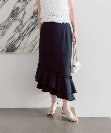 La boutique BonBon(ラブティックボンボン) 【美シルエット】アシメラッフルジャージマーメイドスカート