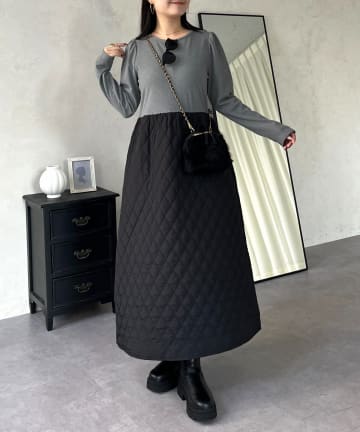 prose verse(プロズヴェール) キルティングドッキングフレアワンピース