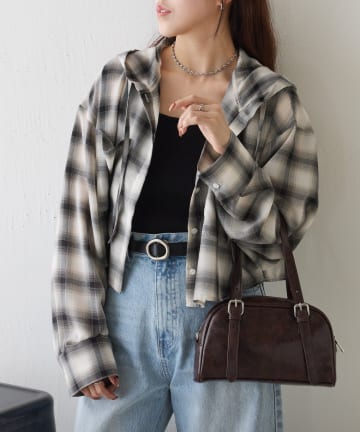 COLONY 2139(コロニー トゥーワンスリーナイン) チェックフードショートシャツ