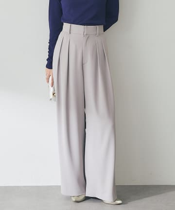 La boutique BonBon(ラブティックボンボン) 【スッキリ美シルエット・オケージョン対応】前開き2タックワイドパンツ