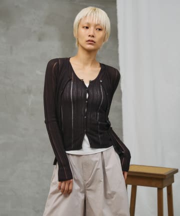 COLONY 2139(コロニー トゥーワンスリーナイン) 【paradigm】コットンモダール針抜シアーリブカーデ