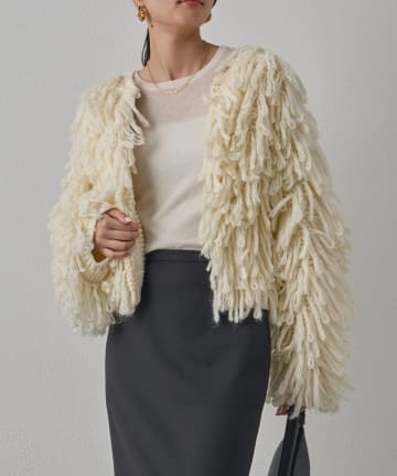 OUTLET(アウトレット) 【Loungedress】フリンジニットコート