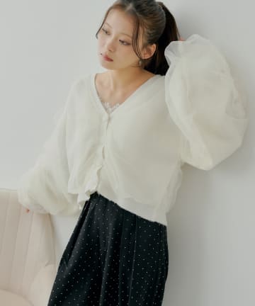 OUTLET(アウトレット) 【Chico】チュールレイヤードボリュームニット