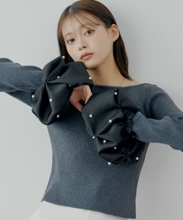 OUTLET(アウトレット) 【Chico】バルーンパールスリーブニット