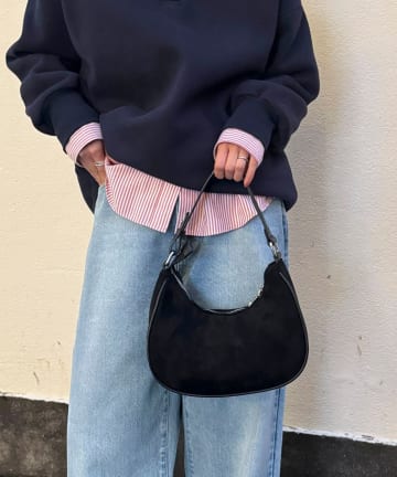 FREDY & GLOSTER(フレディ アンド グロスター) パイピングスエードラウンドワンショルバッグ