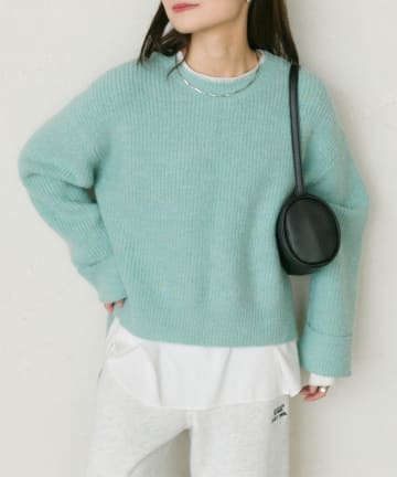PUAL CE CIN(ピュアルセシン) ネップクルーネックニットプルオーバー