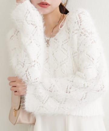 NICE CLAUP / OLIVE des OLIVE OUTLET(ナイスクラップ  / オリーブ デ オリーブ アウトレット) 【EVERY.VERY niceclaup】ロンバス柄ファンシーニット