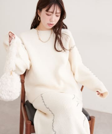 natural couture(ナチュラルクチュール) メロー使いニットプルオーバー