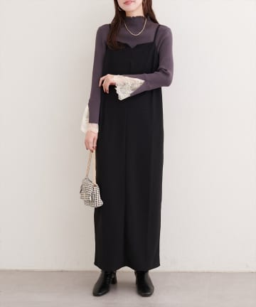 natural couture(ナチュラルクチュール) カットジョーゼットナローキャミワンピース