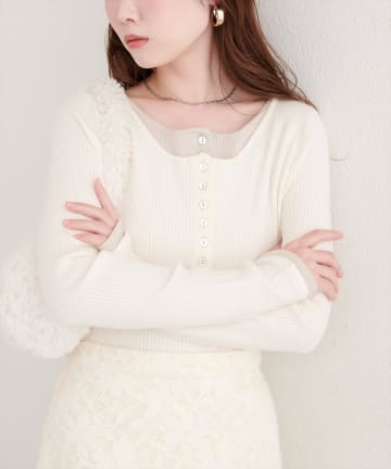 natural couture(ナチュラルクチュール) レイヤードニットプルオーバー