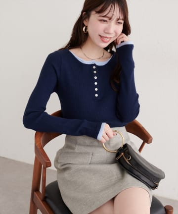 natural couture(ナチュラルクチュール) レイヤードニットプルオーバー