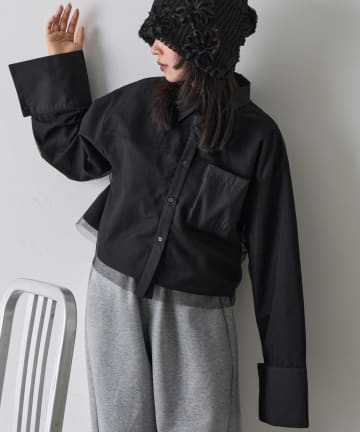 -goocy-(グーシー) チュール被せショートシャツ