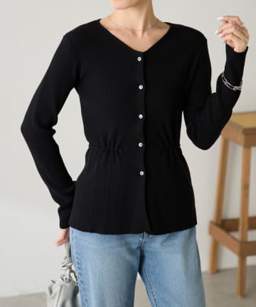 COLLAGE GALLARDAGALANTE(コラージュ ガリャルダガランテ) 【スタイルアップ/洗えるニット】リブペプラムカーディガン