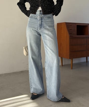 CAPRICIEUX LE'MAGE(カプリシュレマージュ) 【低身長サイズあり/セットアップ対応】スリットポケットストレートデニム