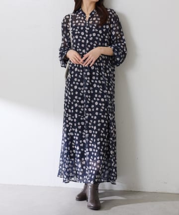 COLLAGE GALLARDAGALANTE(コラージュ ガリャルダガランテ) 【華やかシーンにもおすすめ】小花柄ラメシフォンワンピース