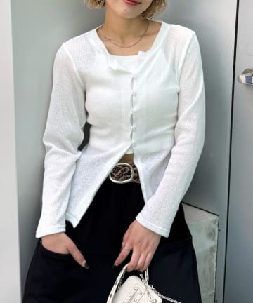 OUTLET(アウトレット) 【WHO'S WHO gallery】シアーナローカーディガン