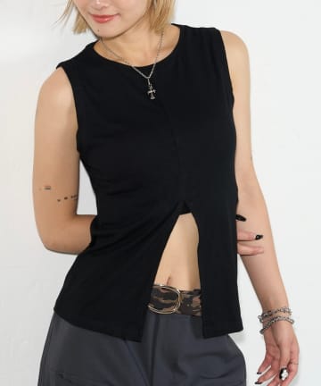 OUTLET(アウトレット) 【WHO'S WHO gallery】スリットリブノースリーブ