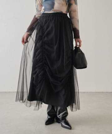 OUTLET(アウトレット) 【Lui's】チュールギャザースカート