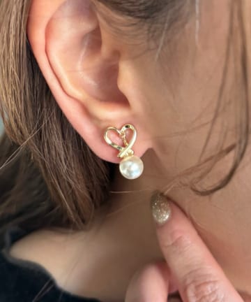 Lattice(ラティス) ハートパールイヤリング
