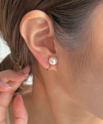 Lattice(ラティス) ＜ステンレス＞パールイヤリング