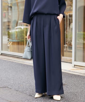 RIVE DROITE(リヴドロワ) 予約【オケージョンや通勤に】ダブルサテンタックパンツ/2月上旬お届け予定