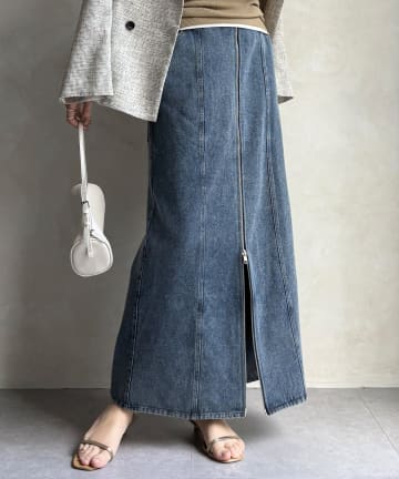 DOUDOU(ドゥドゥ) 【WEB限定】フロントジップデニムスカート