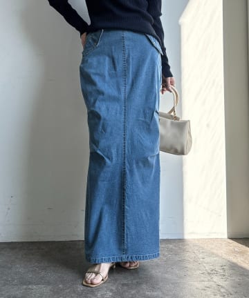 DOUDOU(ドゥドゥ) ライトオンスストレッチデニムタイトスカート