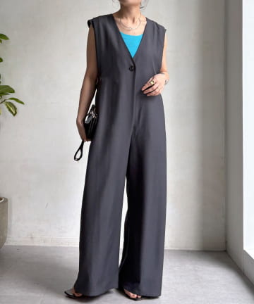 DOUDOU(ドゥドゥ) 【WEB限定】Vネックコンビネゾン