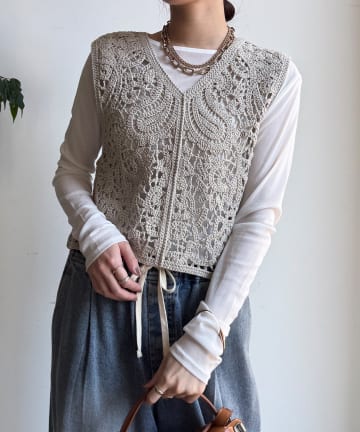 DOUDOU(ドゥドゥ) クロッシェ編みニットベスト