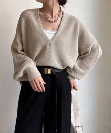 DOUDOU(ドゥドゥ) 和紙スキッパープルオーバー