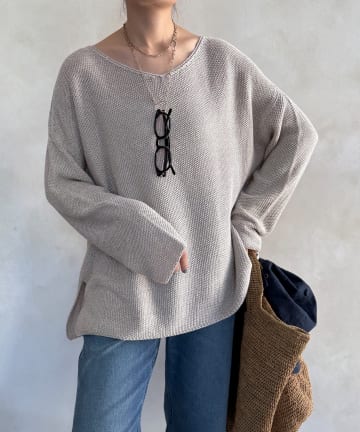 DOUDOU(ドゥドゥ) マーブルヤーン前後2WAYカノコ編みプルオーバー