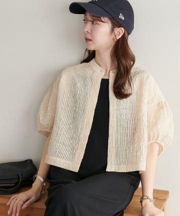 DISCOAT(ディスコート) 【SS先行予約/WEB限定】シアーストライプ袖ボリュームシャツ