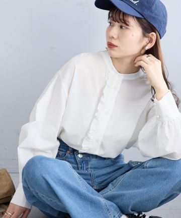 DISCOAT(ディスコート) 【SS先行予約/WEB限定】スタンドフリルカラーシャツ