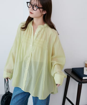 DISCOAT(ディスコート) 【SS先行予約/WEB限定】シャーリングデザインフレアシャツ