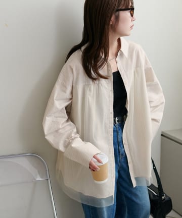 DISCOAT(ディスコート) 【WEB限定】チュールレイヤードシャツ