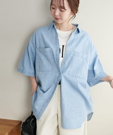 DISCOAT(ディスコート) 【SS先行予約/WEB限定】リングドットデニムハーフスリーブシャツ