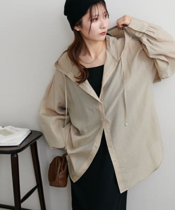 DISCOAT(ディスコート) 【SS先行予約/WEB限定】シアーストライプ長袖シャツブルゾン