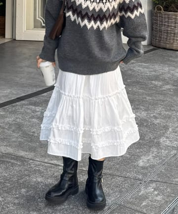 DISCOAT(ディスコート) 【SS先行予約/umm.】ティアードミドルスカート