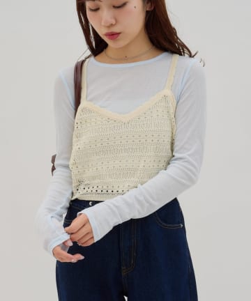DISCOAT(ディスコート) 【umm.】透かし編みニットキャミ