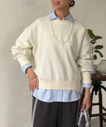 Chez toi(シェトワ) エンボスロゴスエットライクニット