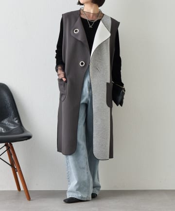 Jena　espace merveilleux(ジェナ　エスパスメルヴェイユ) バーボタンワッフルジレ