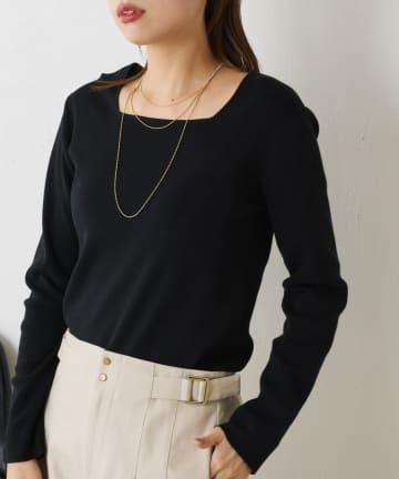 Jena　espace merveilleux(ジェナ　エスパスメルヴェイユ) 【好評につきコンパクトサイズ登場】スクエアネックニット