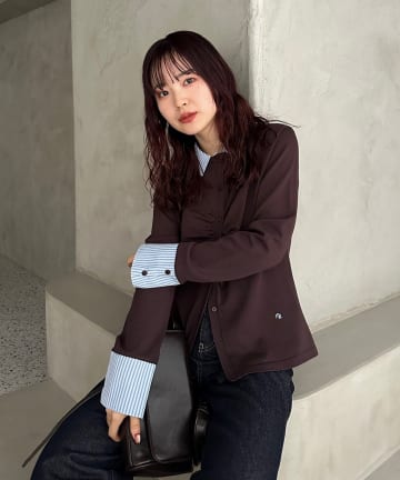 mystic(ミスティック) 【＠___s_m17企画】ストライプ付け襟配色ニット