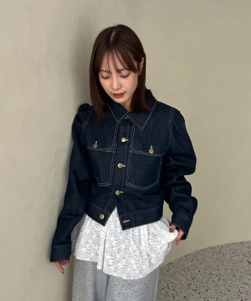 mystic(ミスティック) 【@sktnnm企画】金ボタンデニムパフジャケット